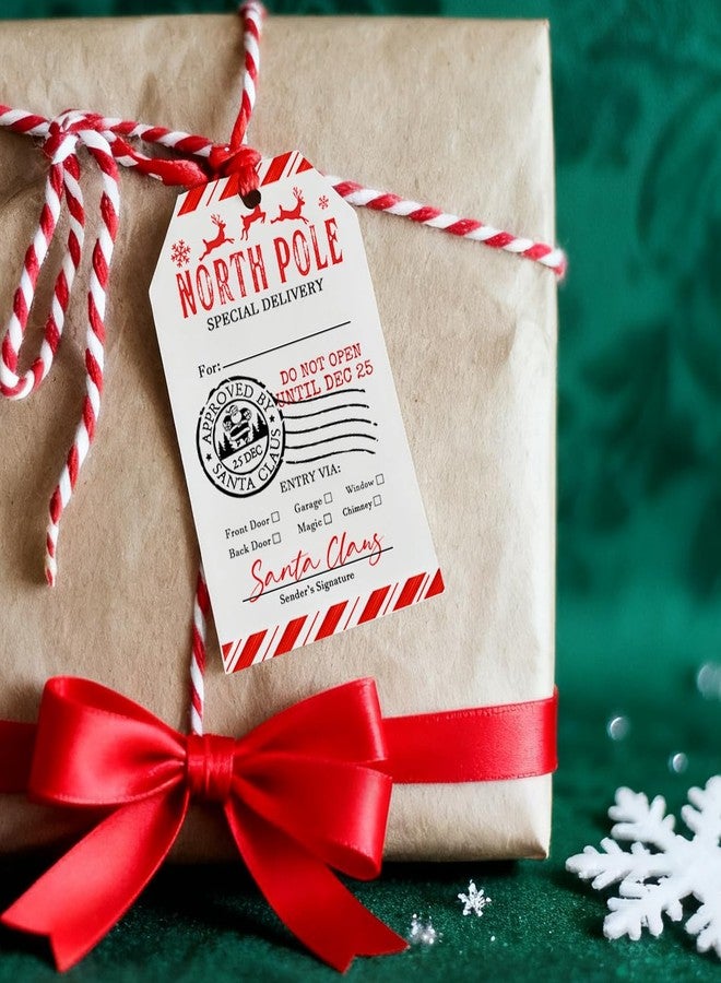 SEBMNOO North Pole Christmas Gift Tags from Santa for Women Men Kids Presents Decorations, Christmas Wrapping Paper Sticker Tag for Xmas Gifts, Christmas Party Favors Labels, Treat Cookie Decor, Envelopes - Image 1